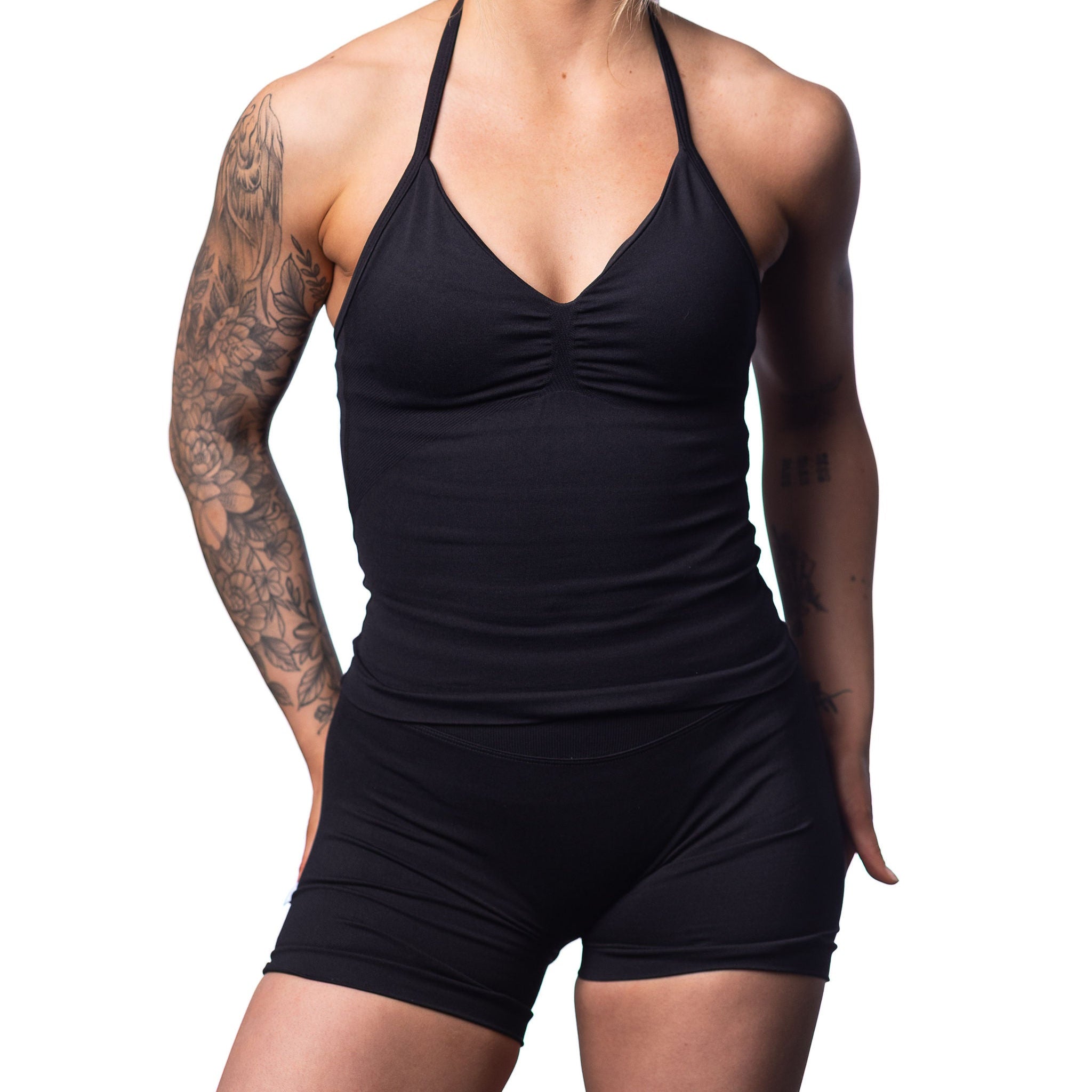 MIDNIGHT BLACK HALTER TOP