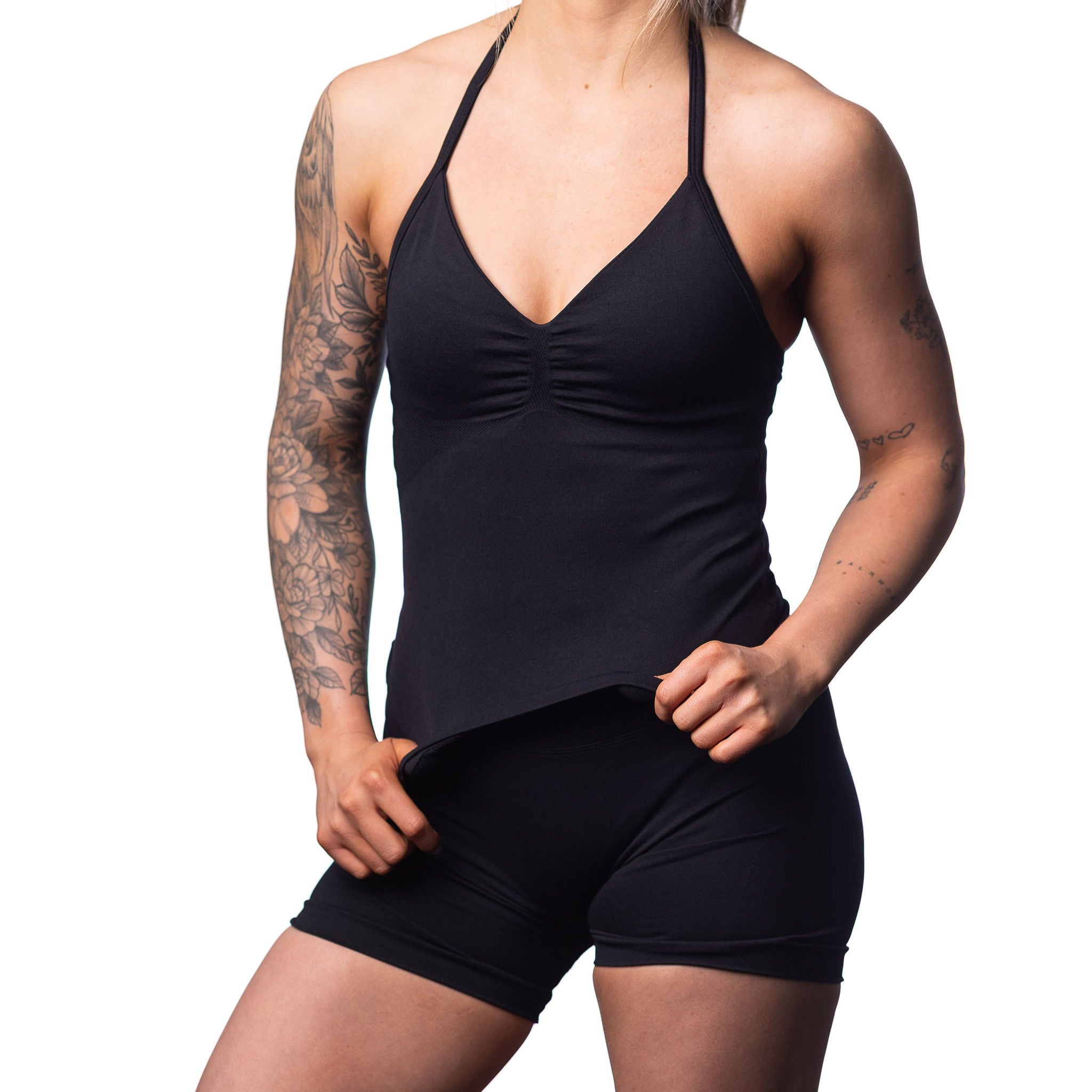 MIDNIGHT BLACK HALTER TOP